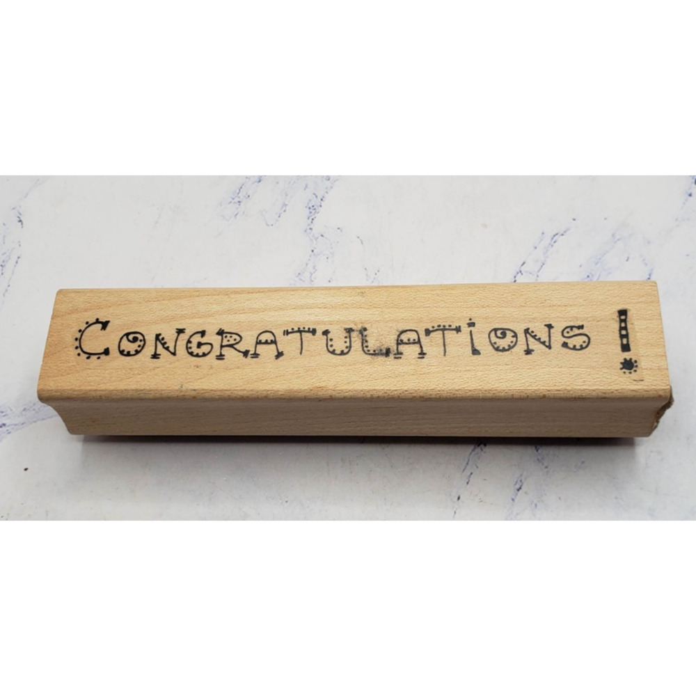 Congratulations Dot Pattern Stephanie Olin's Wood Mounted Rubber Stamp